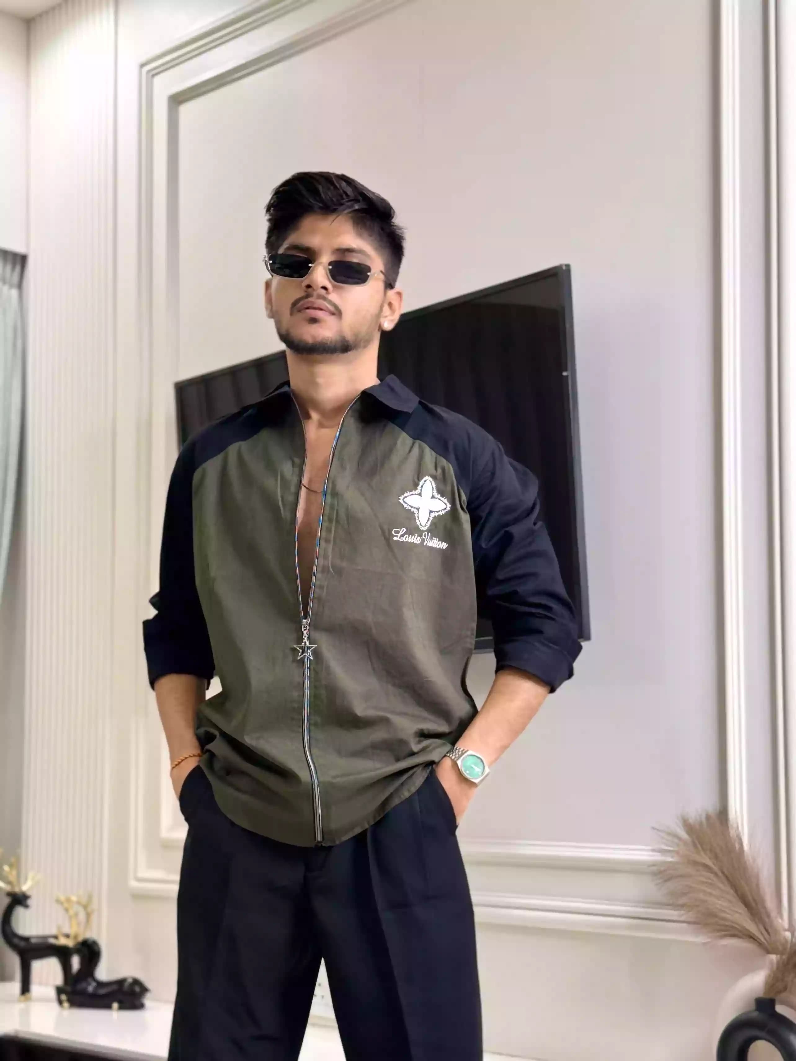Black Olive New Age Zip-up Shirt