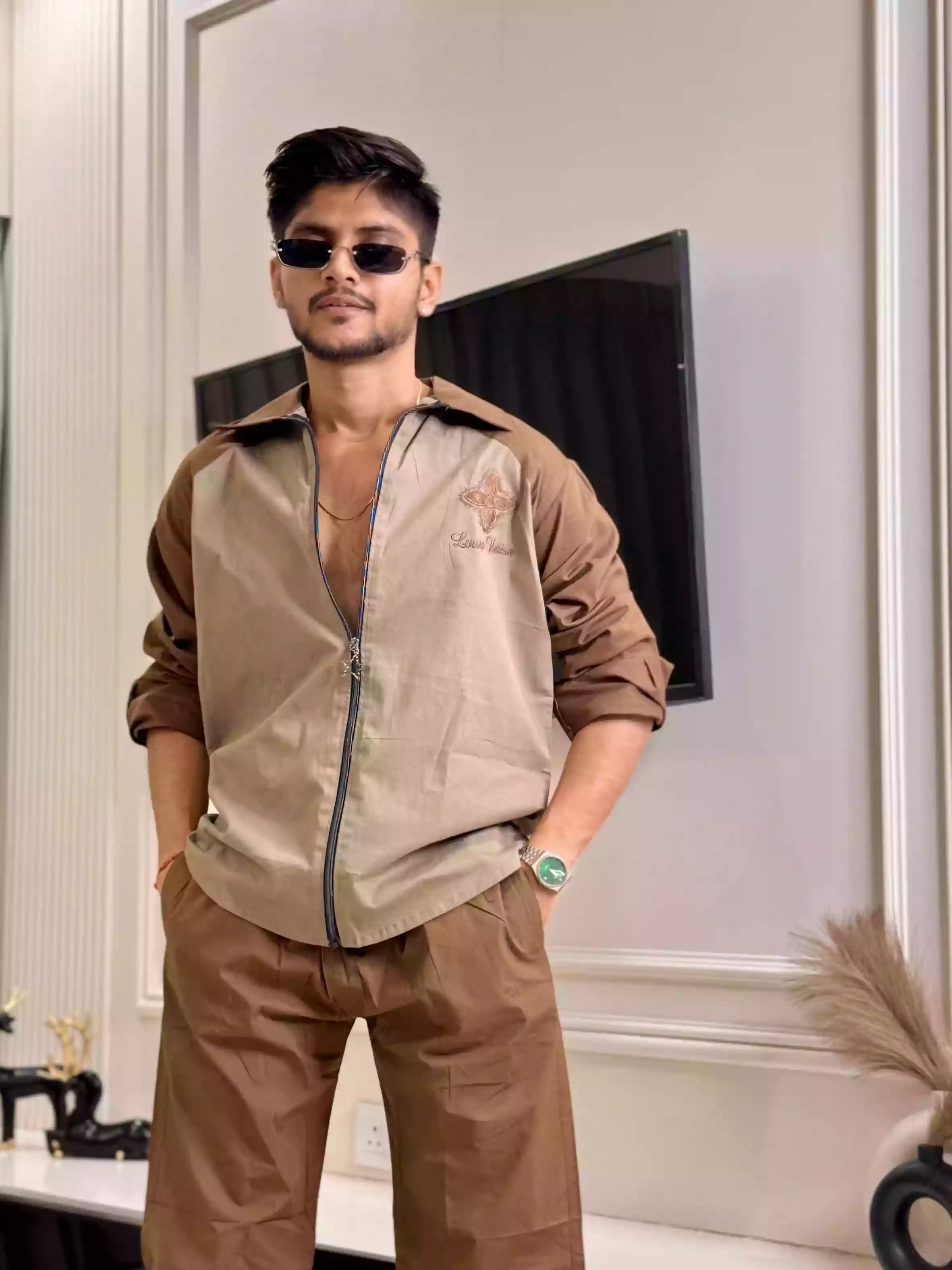 Mocha Brew New Age Zip-up Shirt