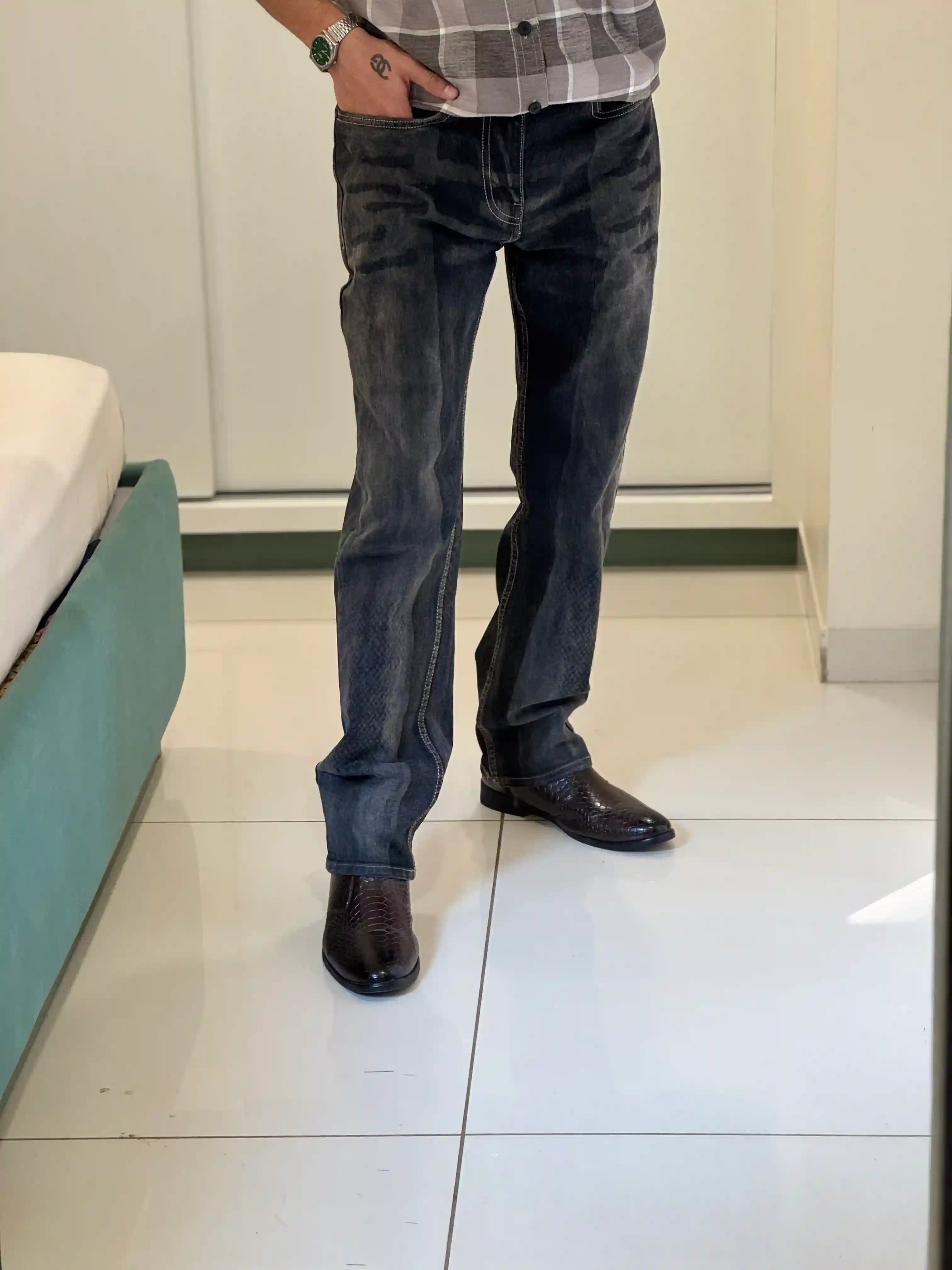 Charcoal Grey Shadow-Wash Jeans - Urban Straight Fit