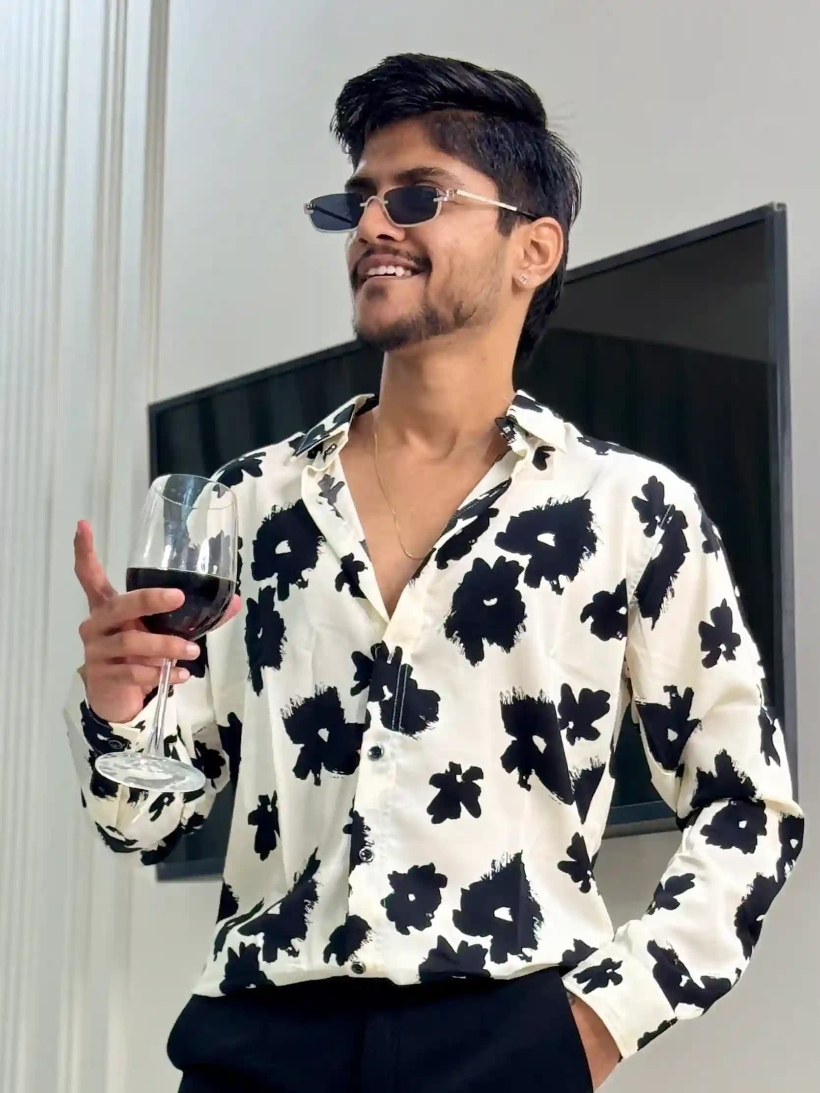 Ivory Autumn Floral Lachka Retro Shirt