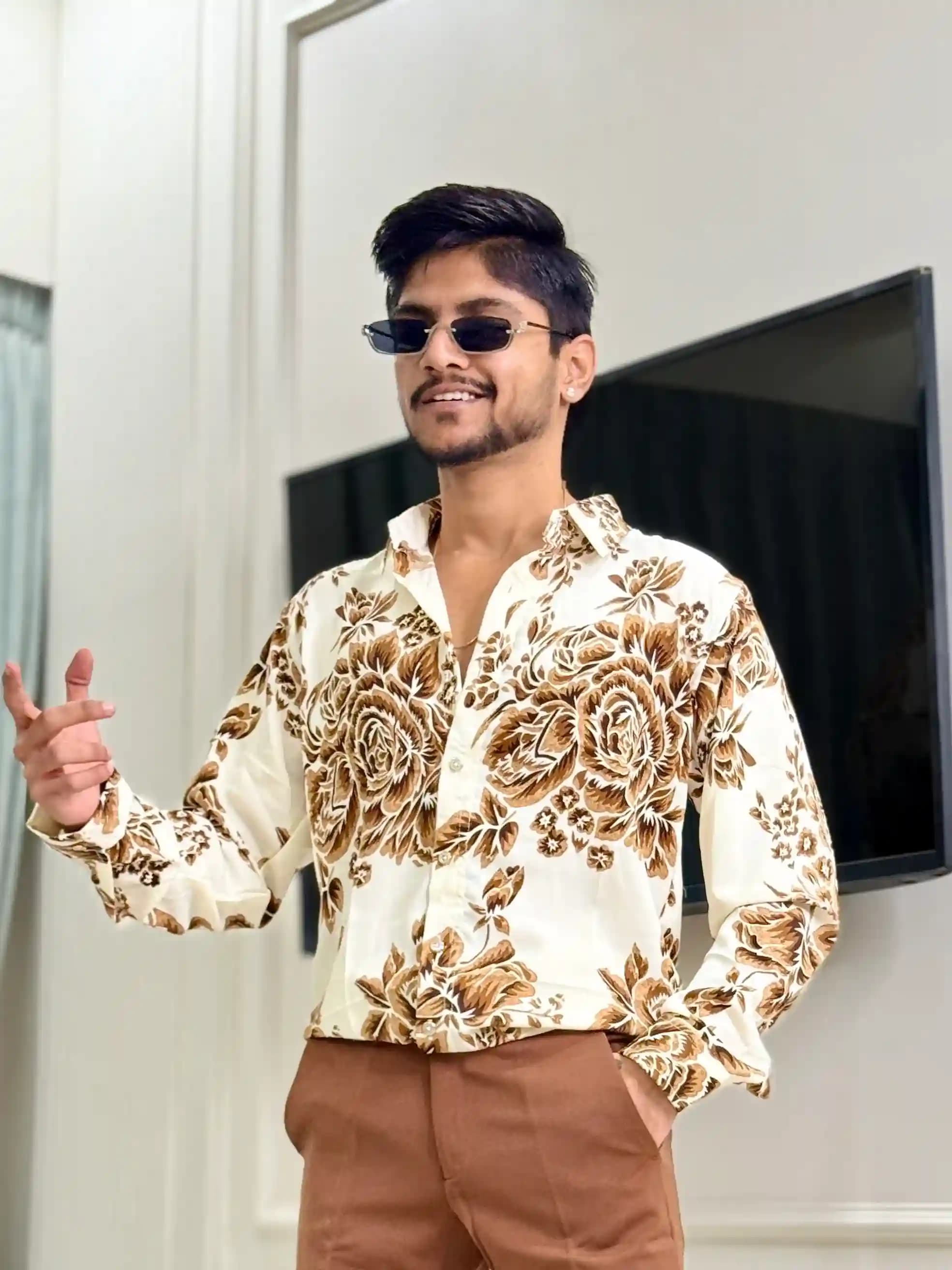 Golden Bloom Floral Lachka Retro Shirt