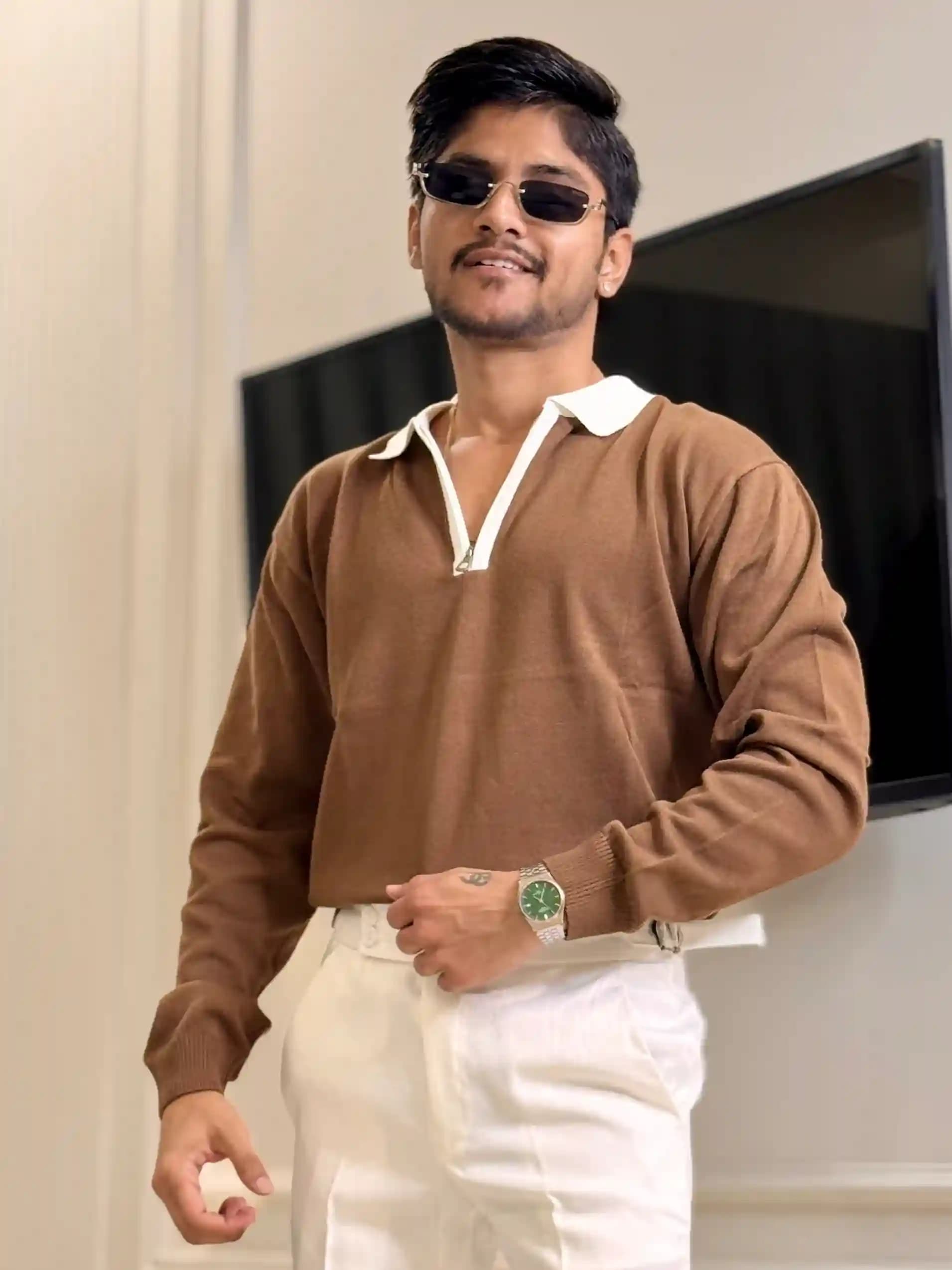 Mocha Brown Old Money Knit Polo
