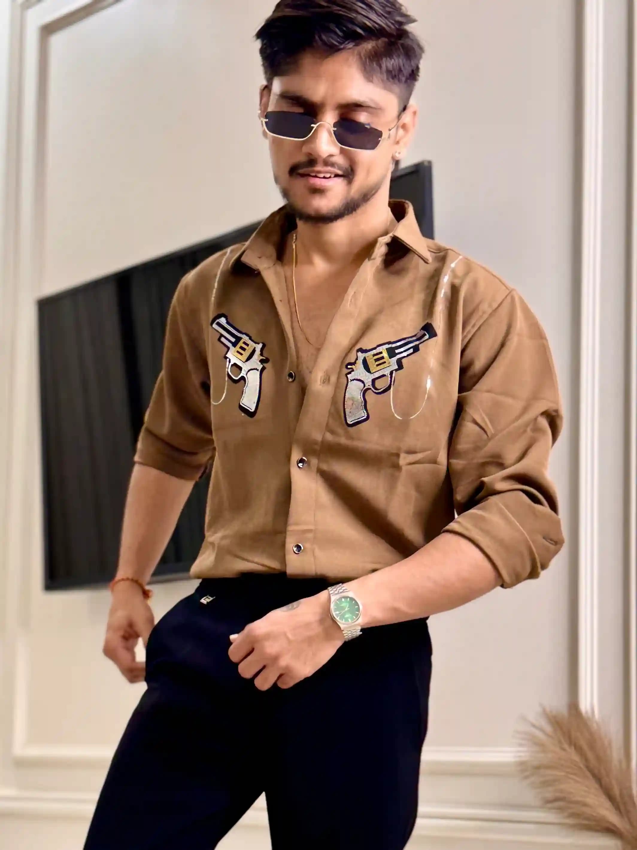 Brown Cool Dual Gun Shirt
