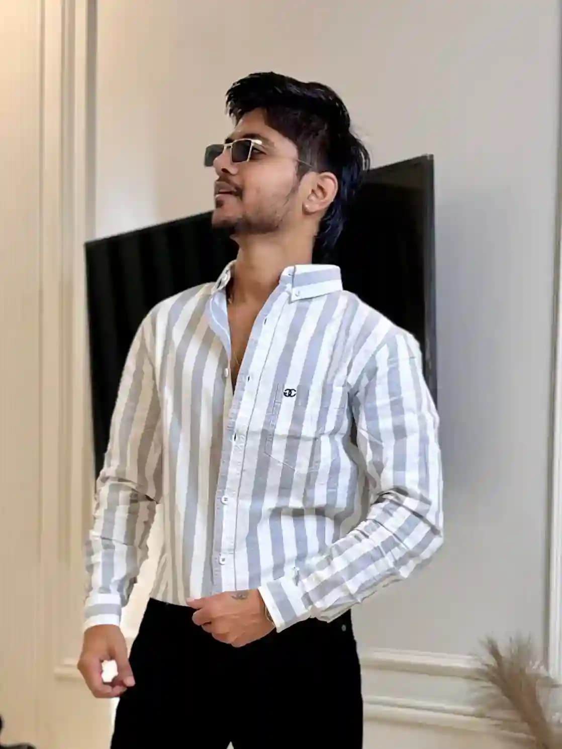 Grey White Pinterest Stripe Shirt