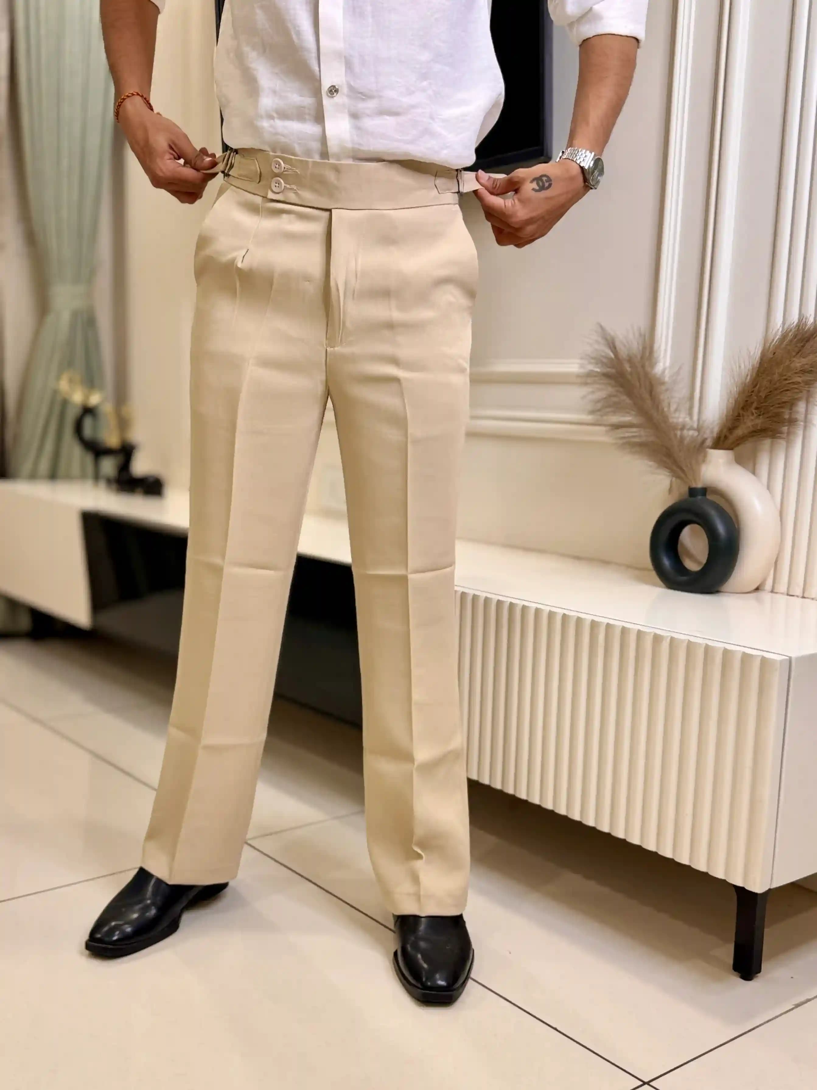 Soft Beige GC Gurkha Bell-bottom Pant