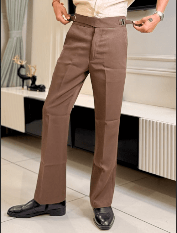 Choco Brown Italian Gurkha Bell-bottom Pant