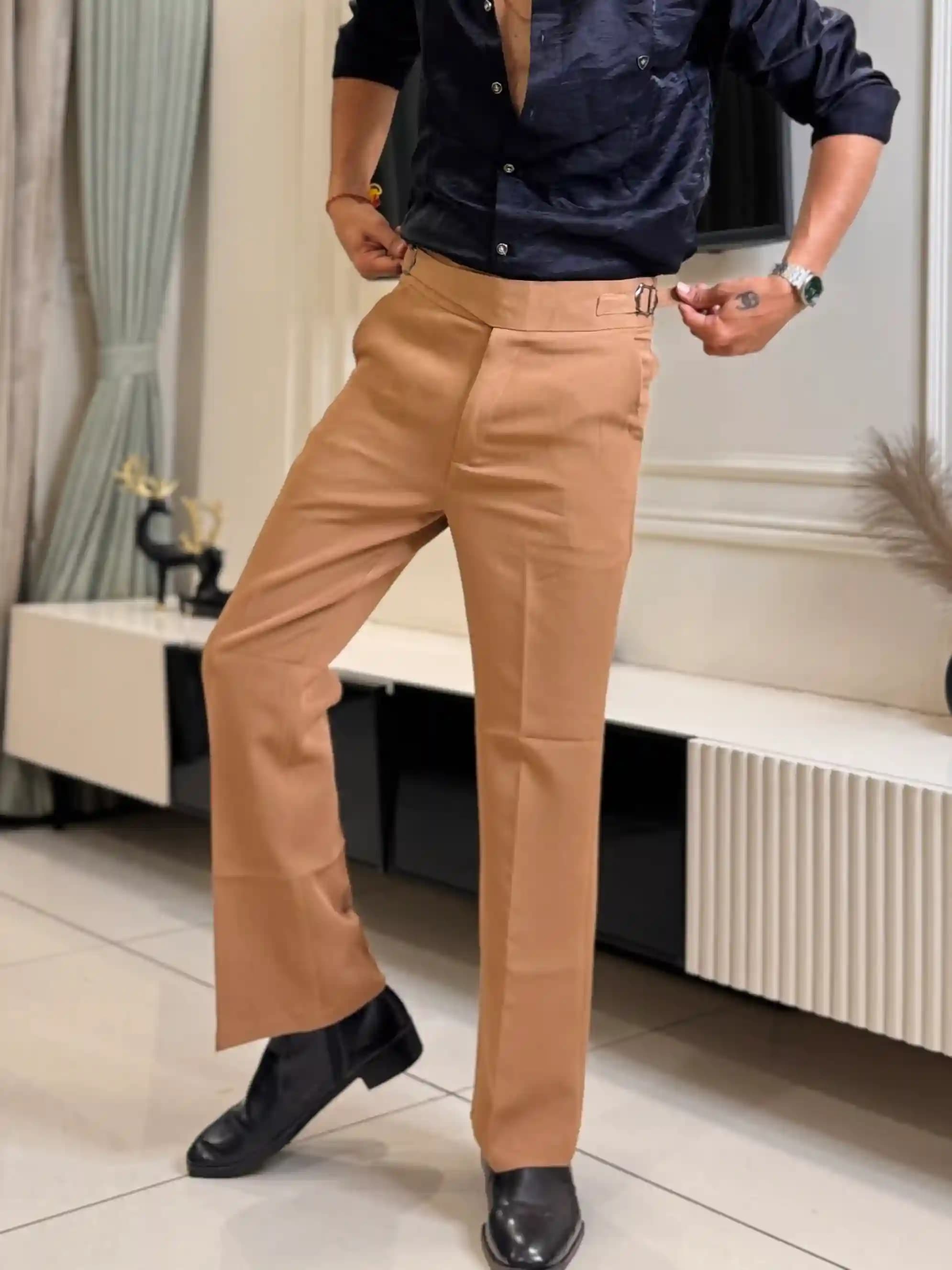 Biscoff Brown Italian Gurkha Bell-bottom Pant