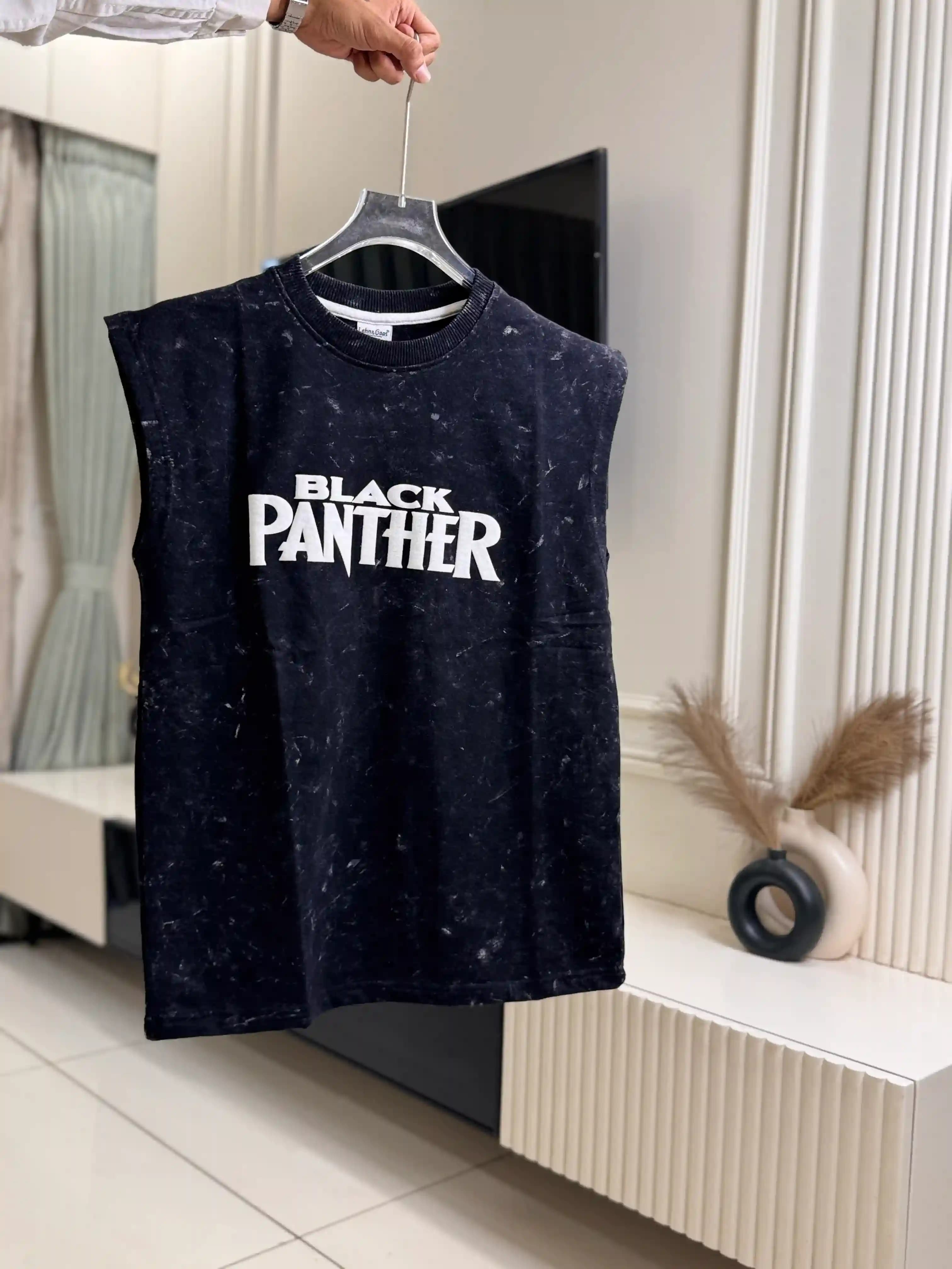 Black Panther Acid Washed Muscle Tank
