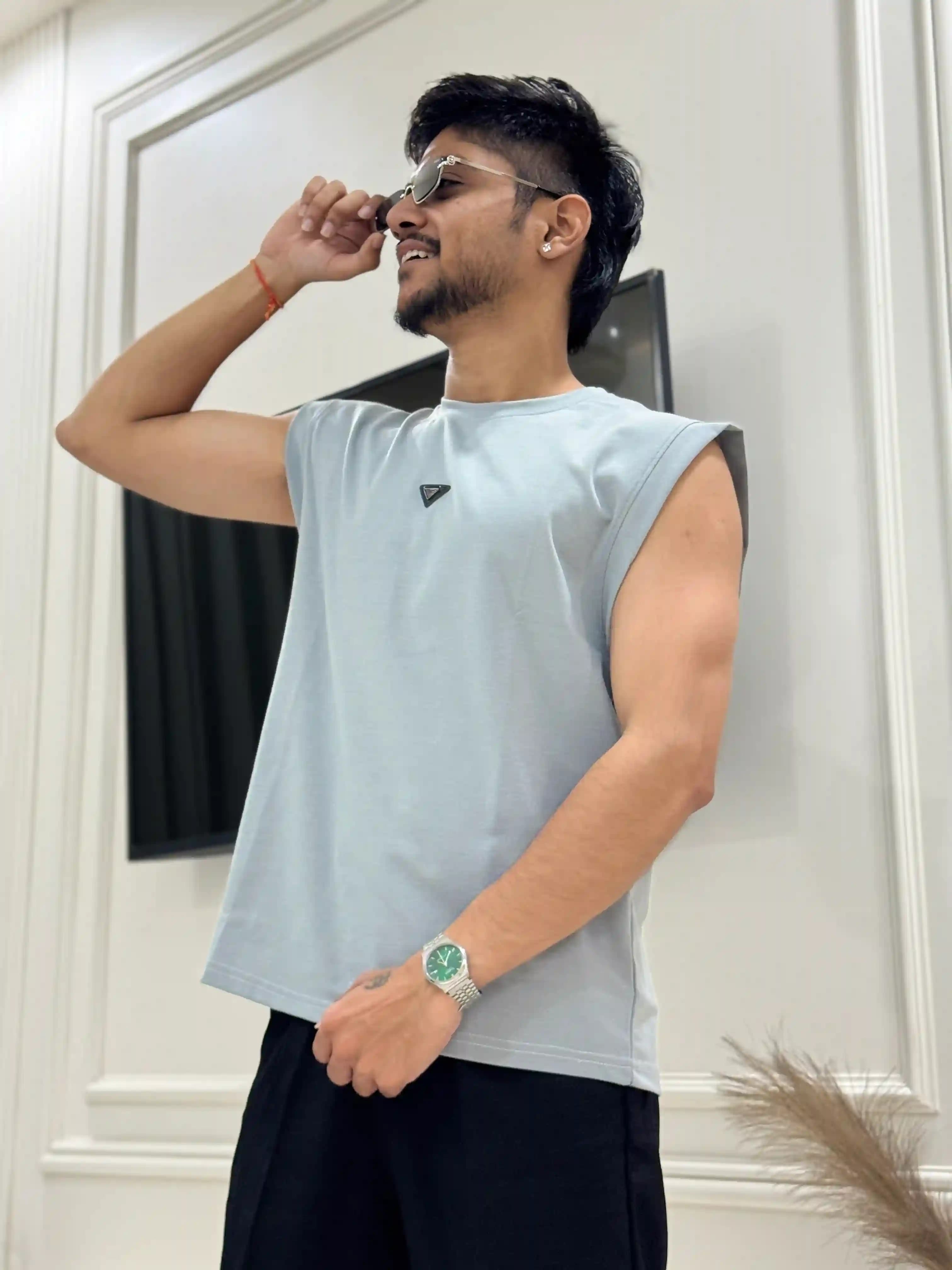 Grey Prad Muscle Tank Tee