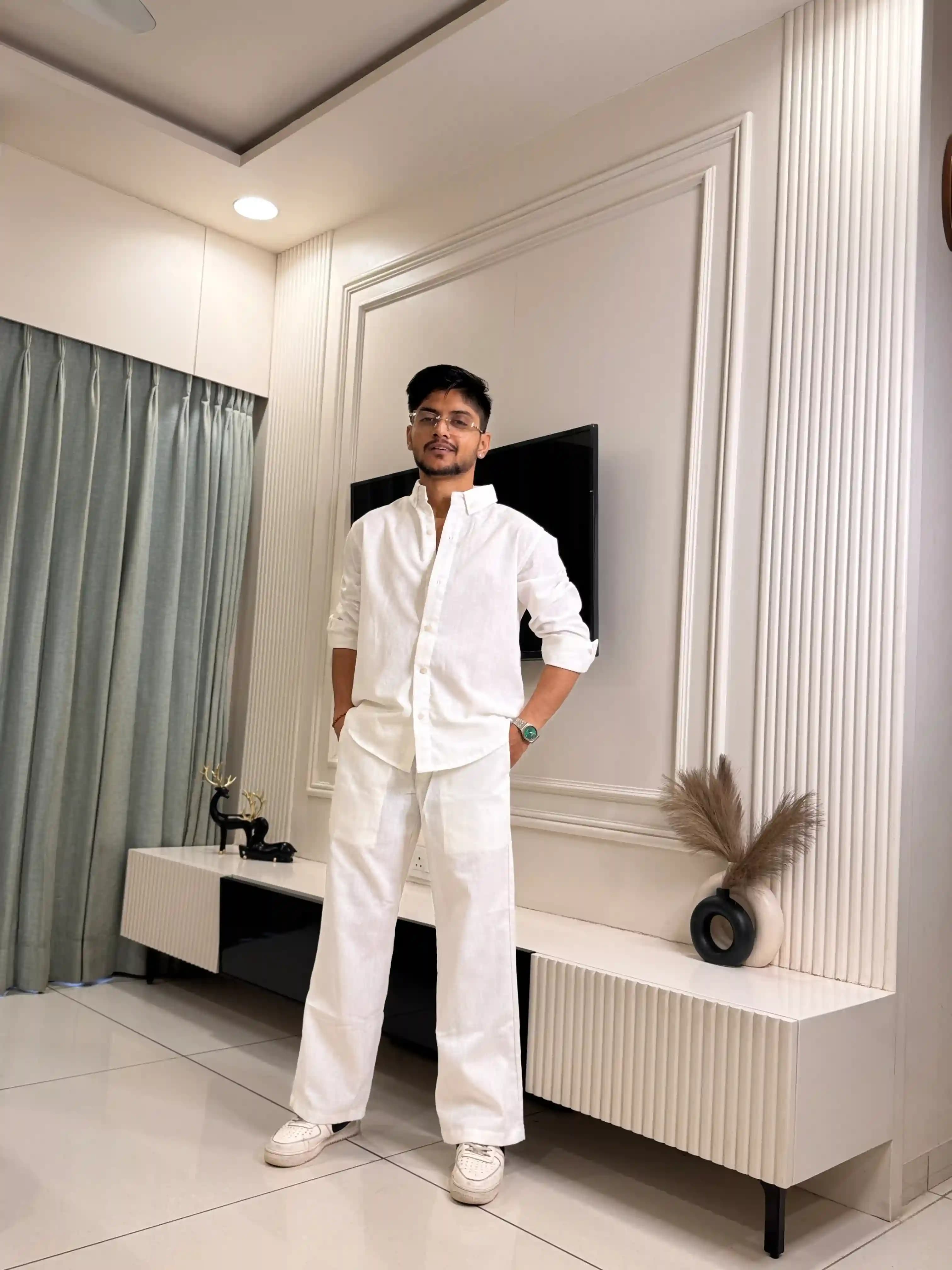 Rich White GC Linen Co-ord Set