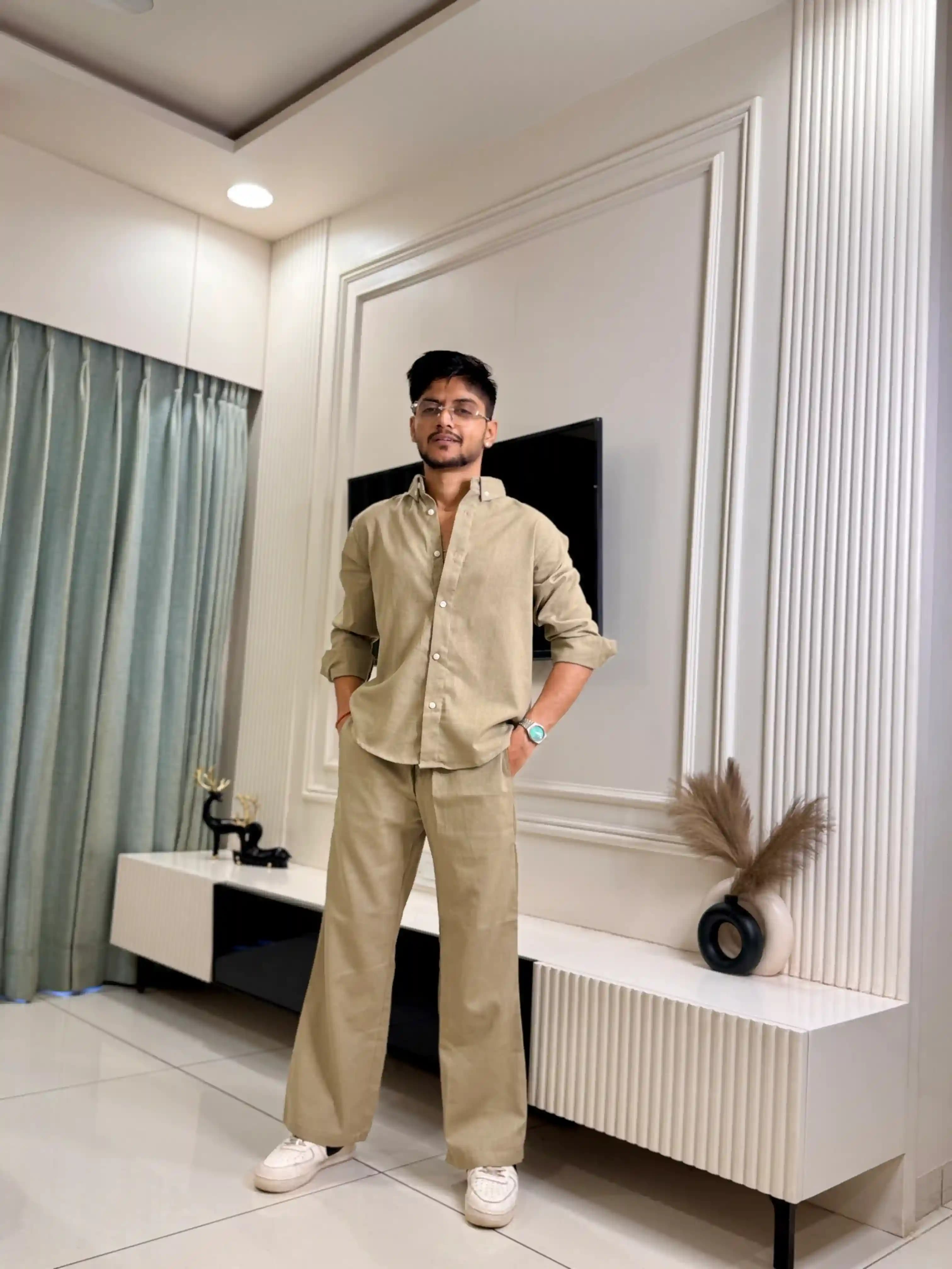 Pista Khaki GC Linen Co-ord Set
