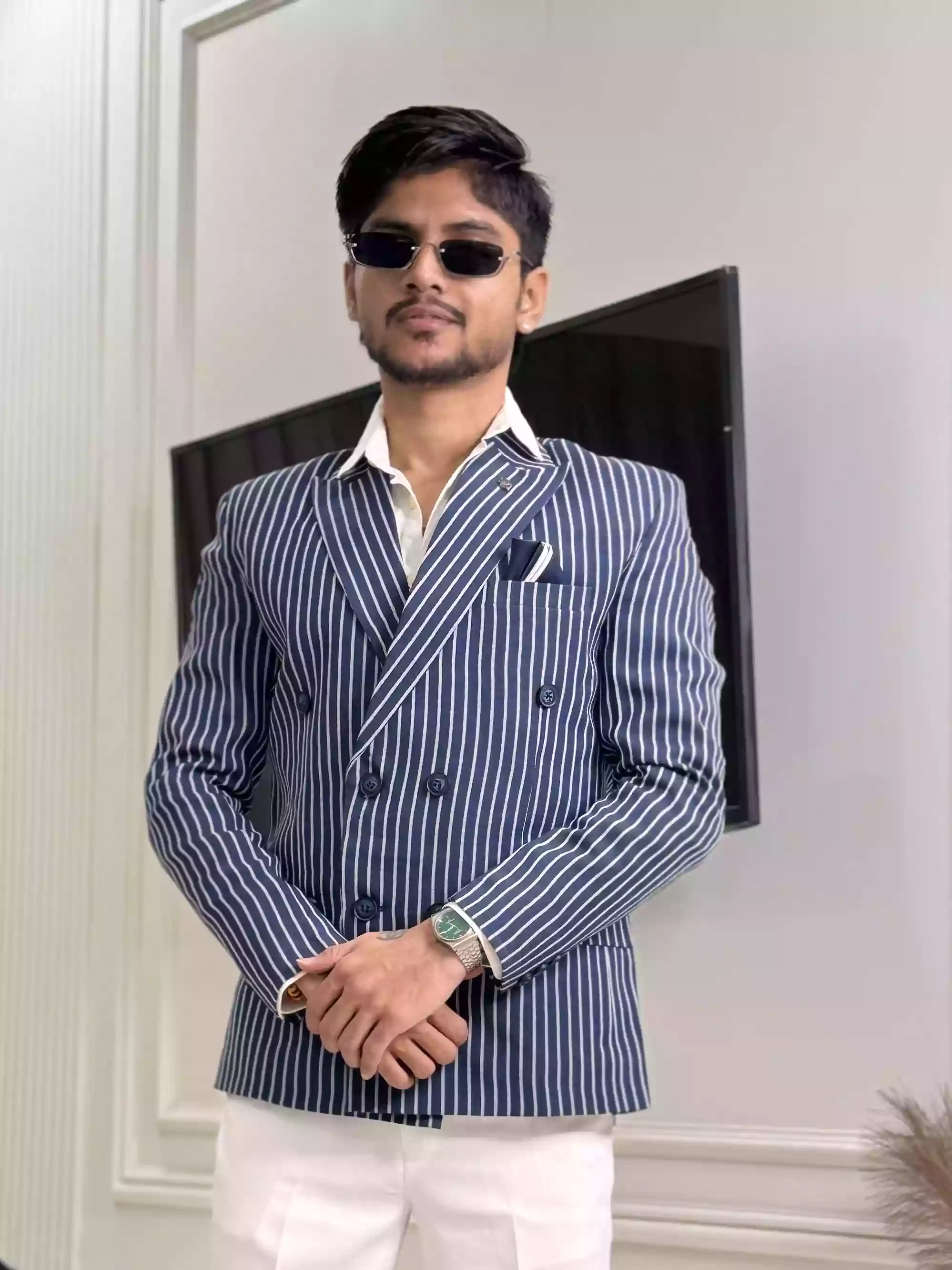 Navy Blue GC Double-breasted Blazer