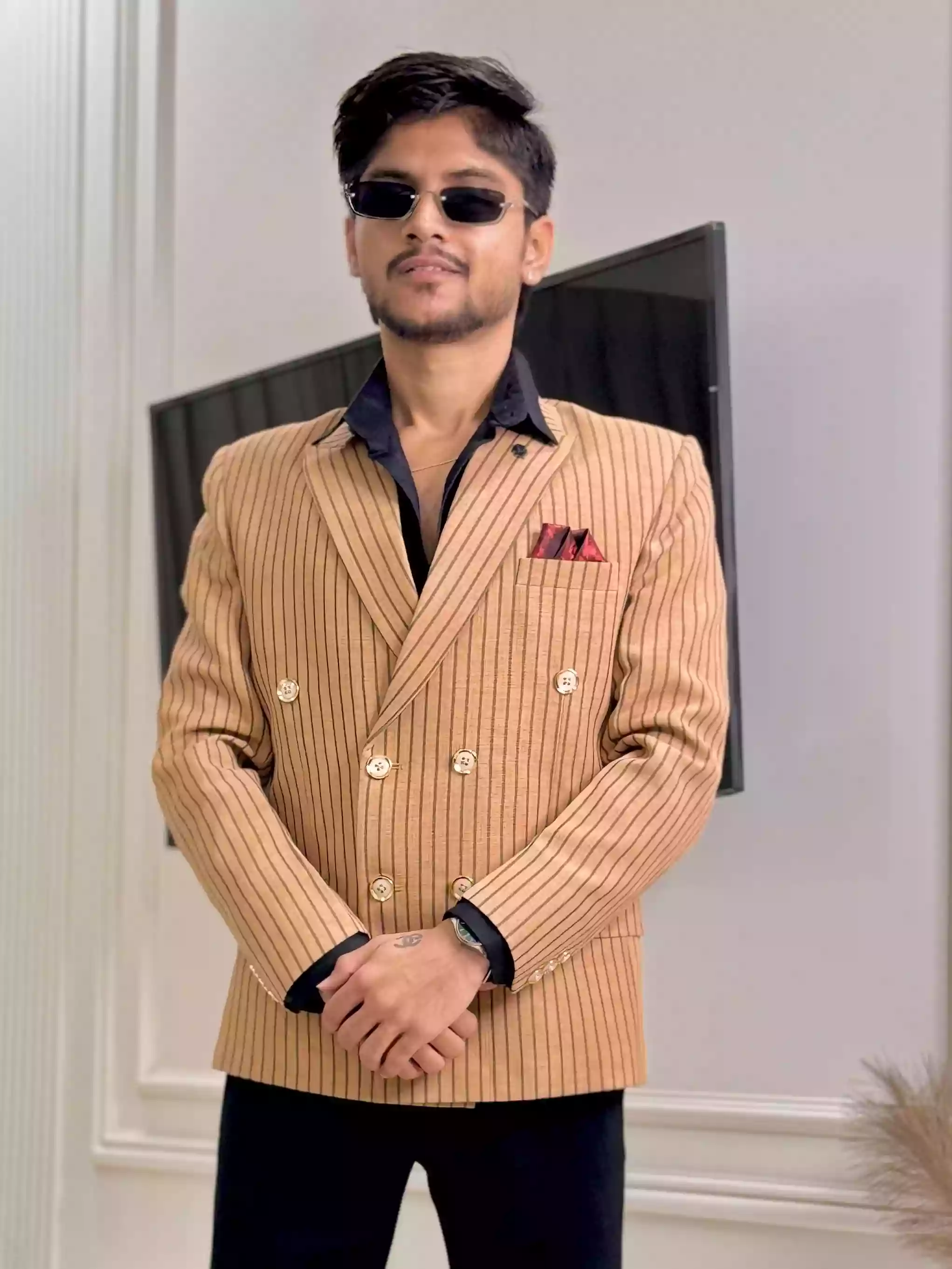 Warm Tan GC Double-breasted Blazer