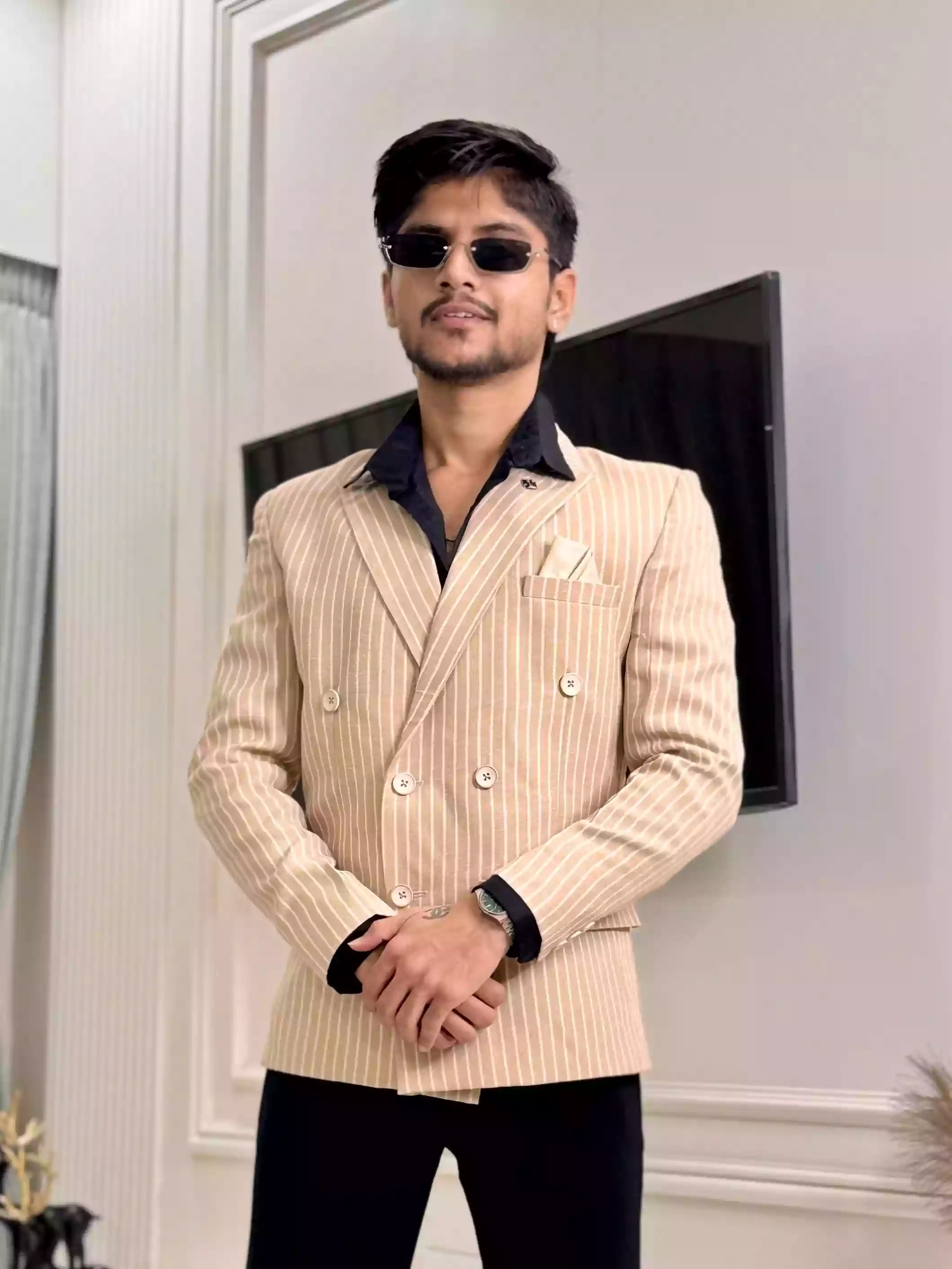 Warm Beige GC Double-breasted Blazer