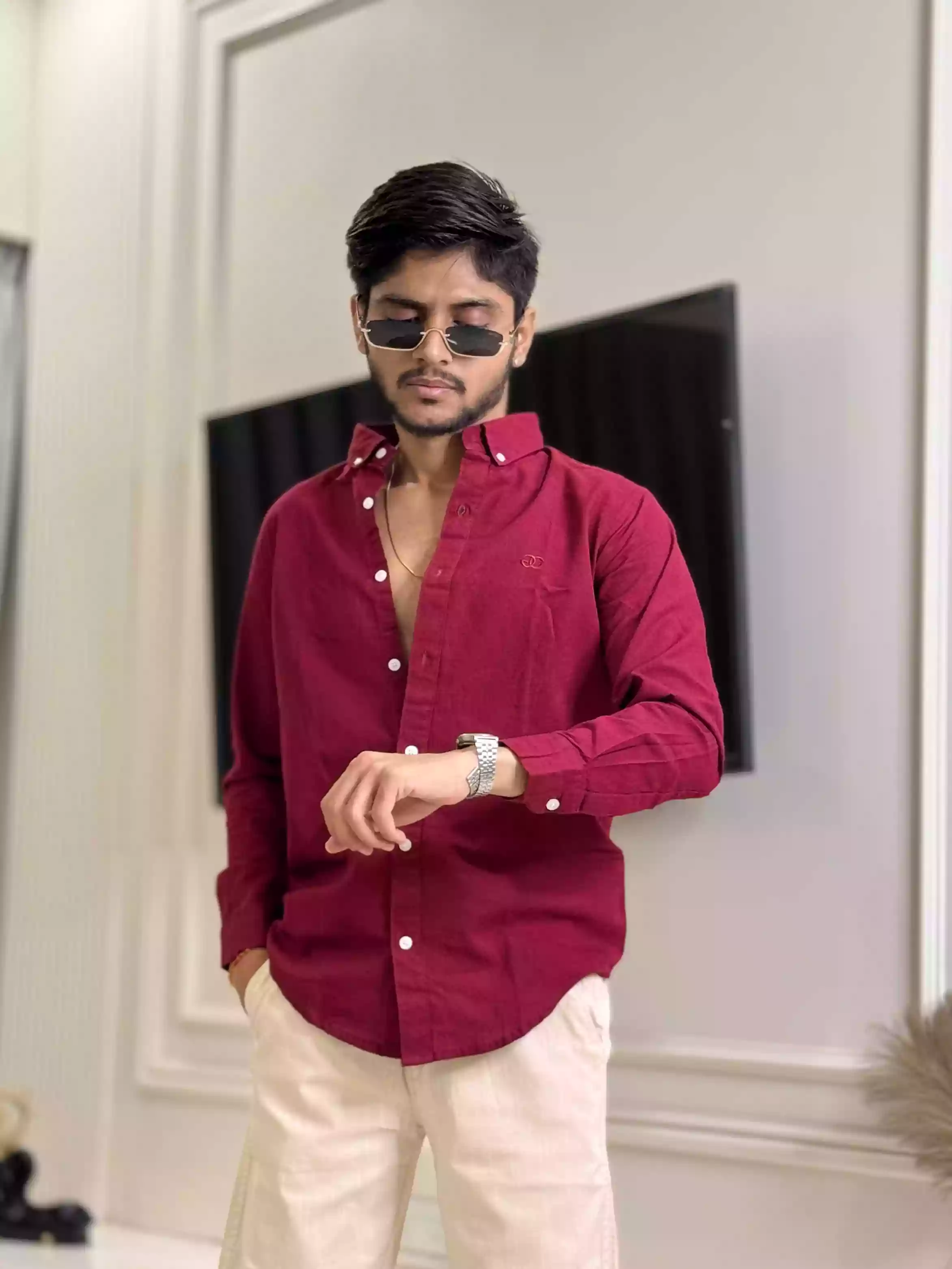 Wine GC Linen Shirt