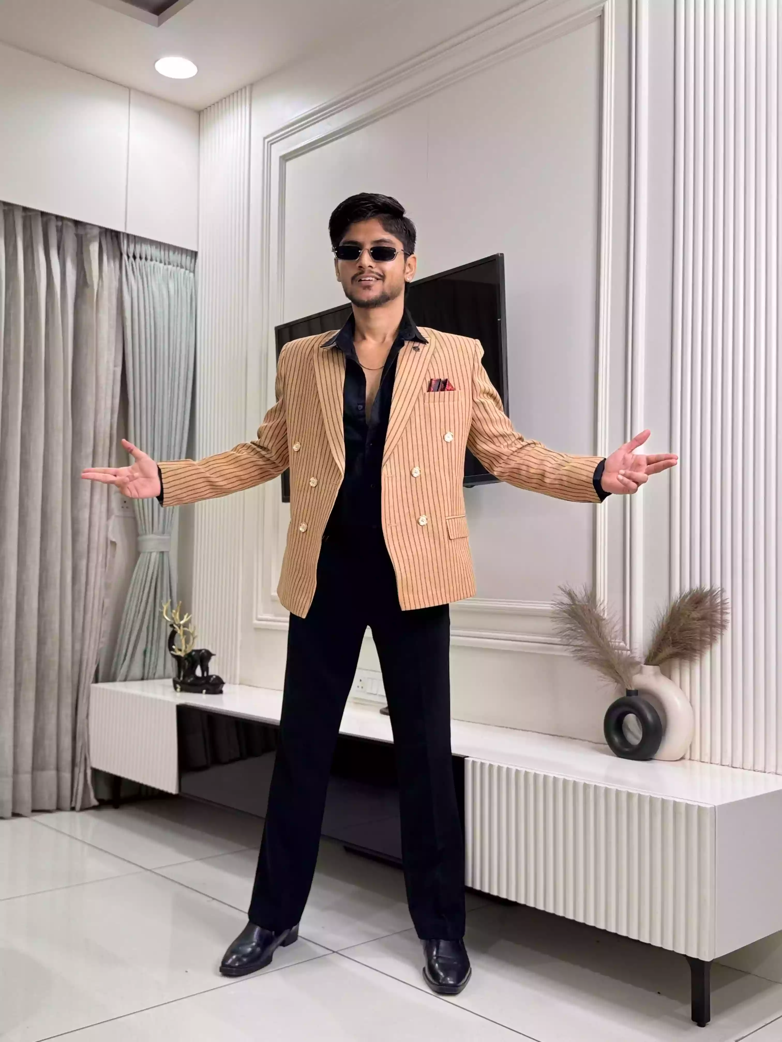 Warm  Tan GC Double-Breasted 3- Piece Suit