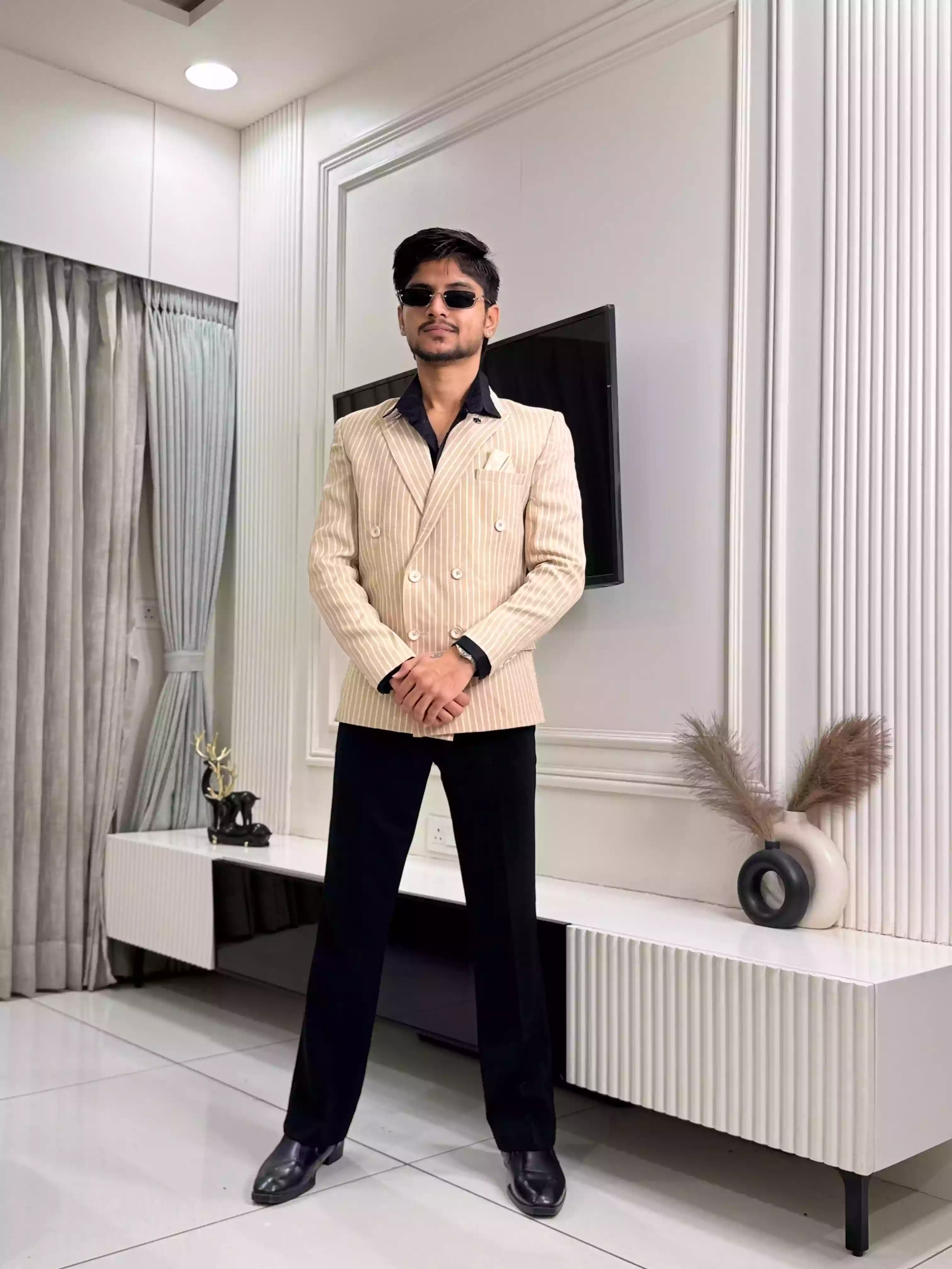 Warm Beige GC Double-Breasted 3- Piece Suit