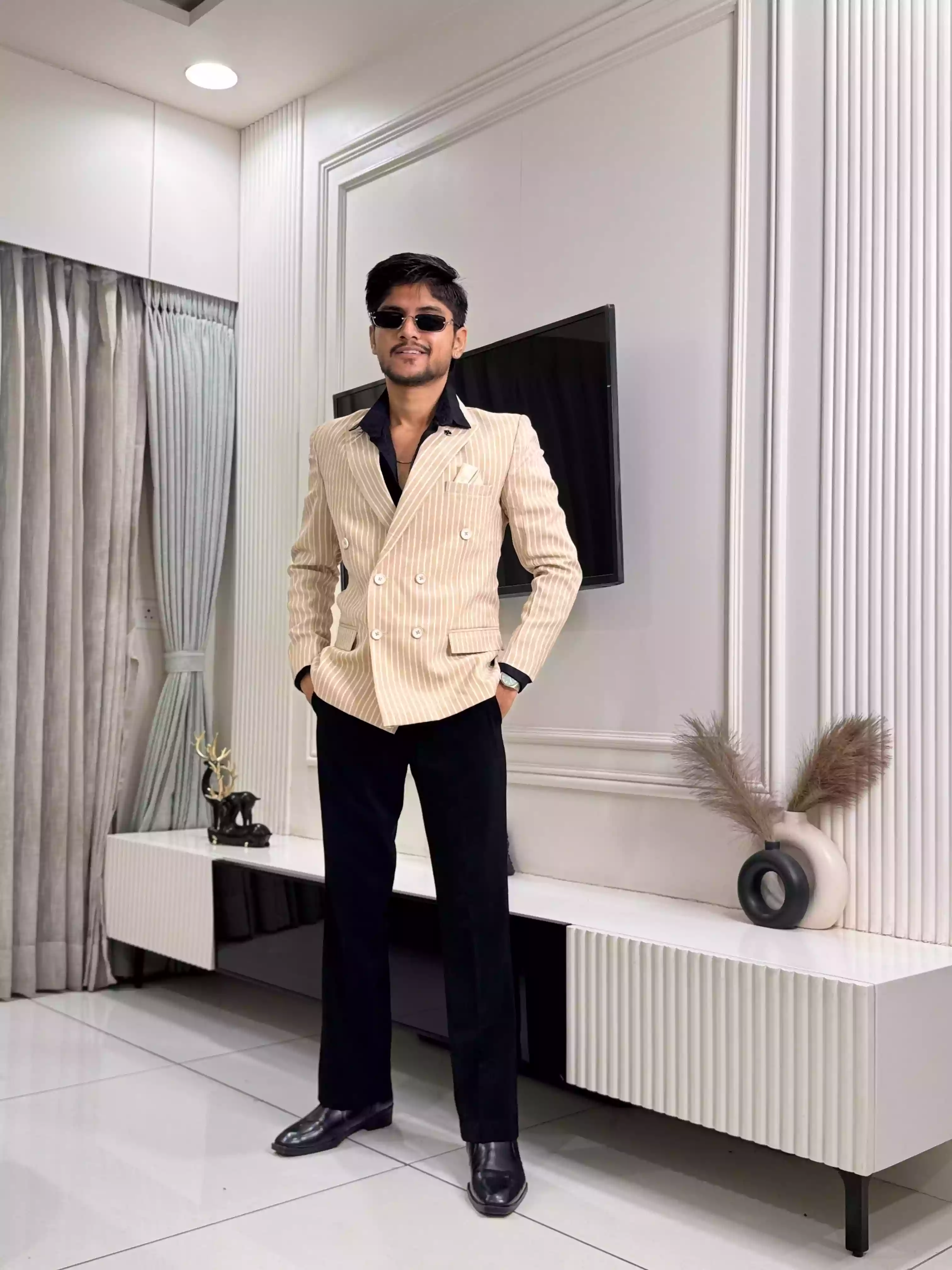 Warm Beige GC Double-Breasted 3- Piece Suit