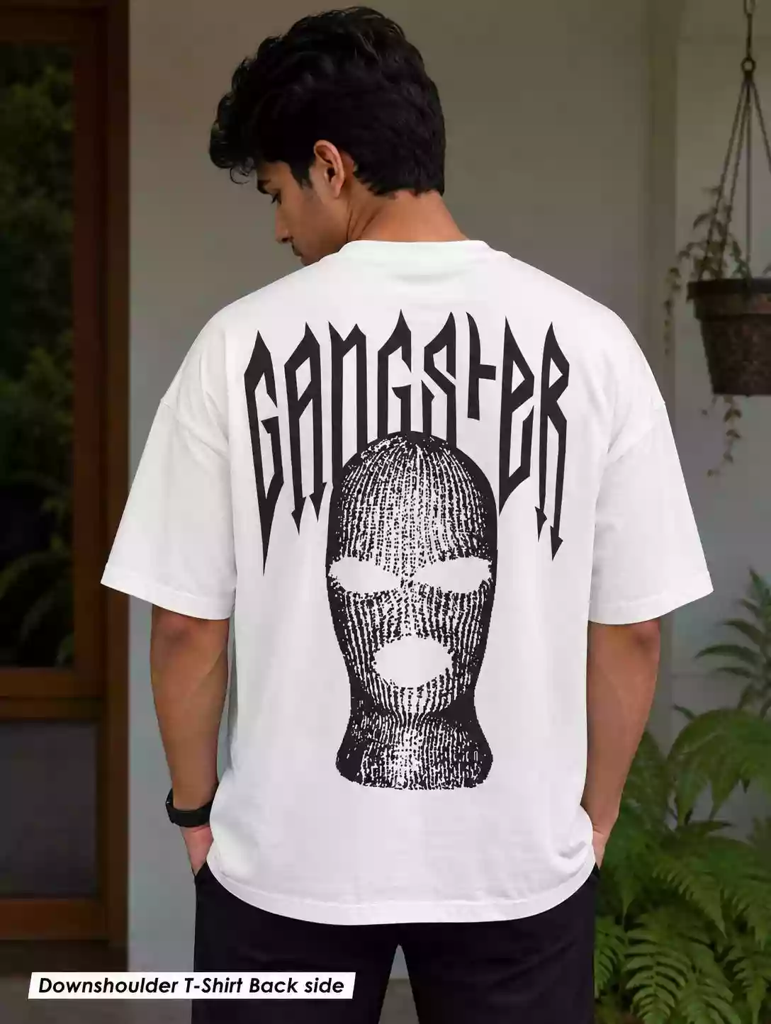 White Gangster New Age Down-shoulder Tees
