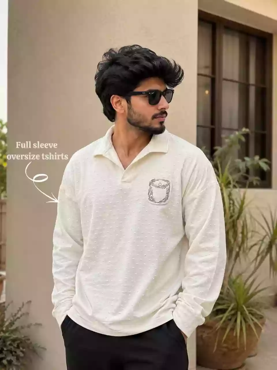 White Collar Flow Full Sleeve T-shirt