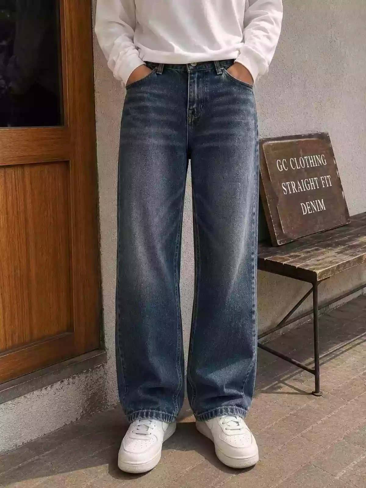 Indie GO Relaxed Straight Leg Blue Jeans