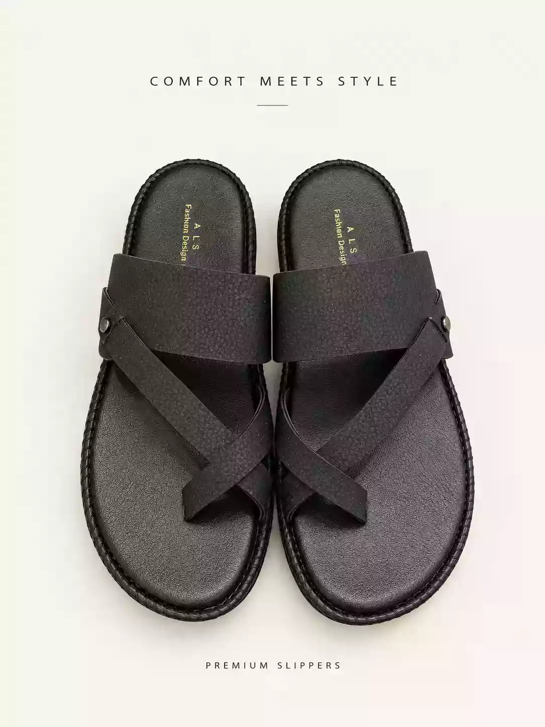 Black Buckled Toe-Loop Kolhapuri-Style GC Premium Slides