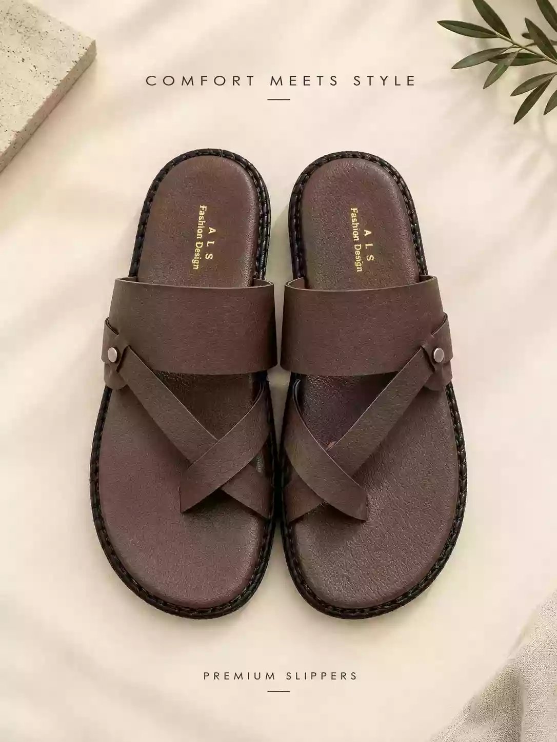 Dark Brown Cross-Strap GC Premium Slides