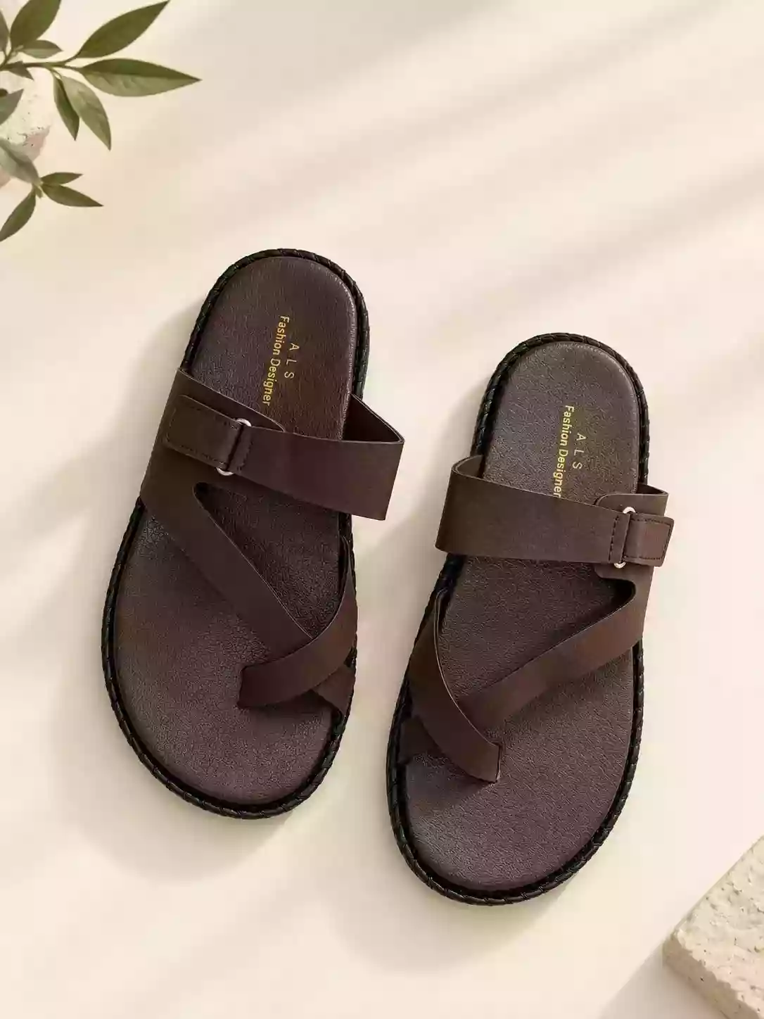 Dark Brown Cross-Strap GC Premium Slides