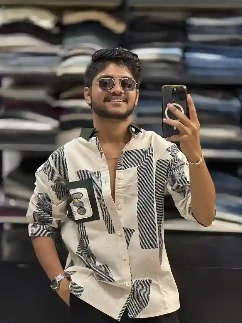 Beige Olive Designer 3/4th Sleeve Shirt