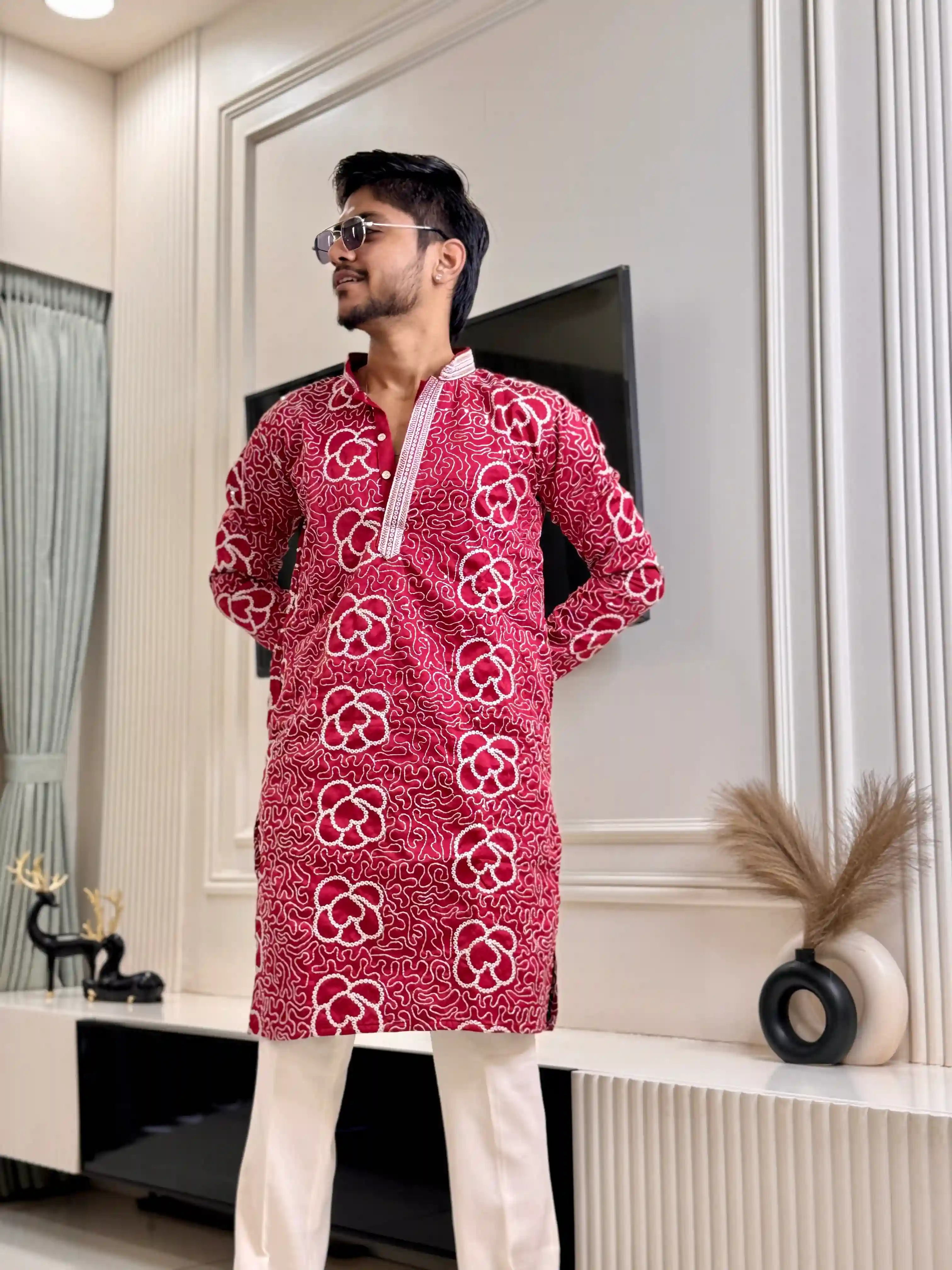 Laal Ishq Floral Embroidered Kurta