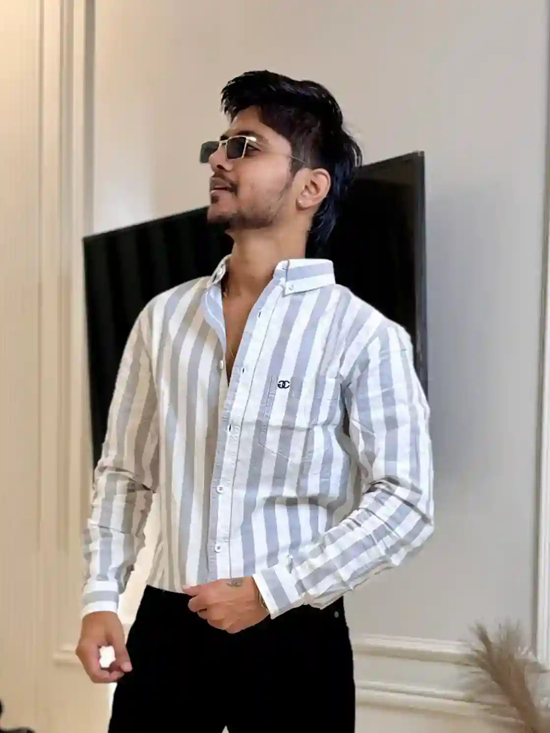 Grey White Pinterest Stripe Shirt