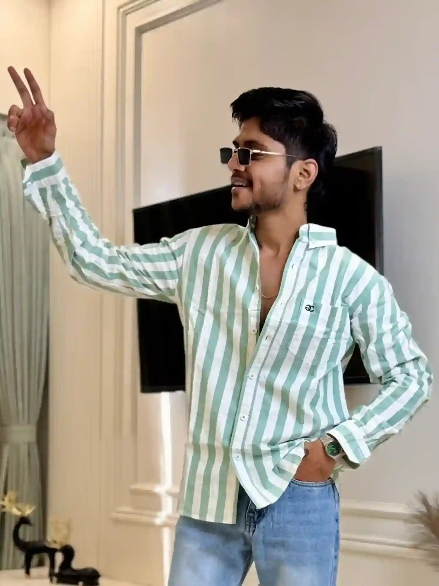 Greece Green Pinterest Stripe Shirt
