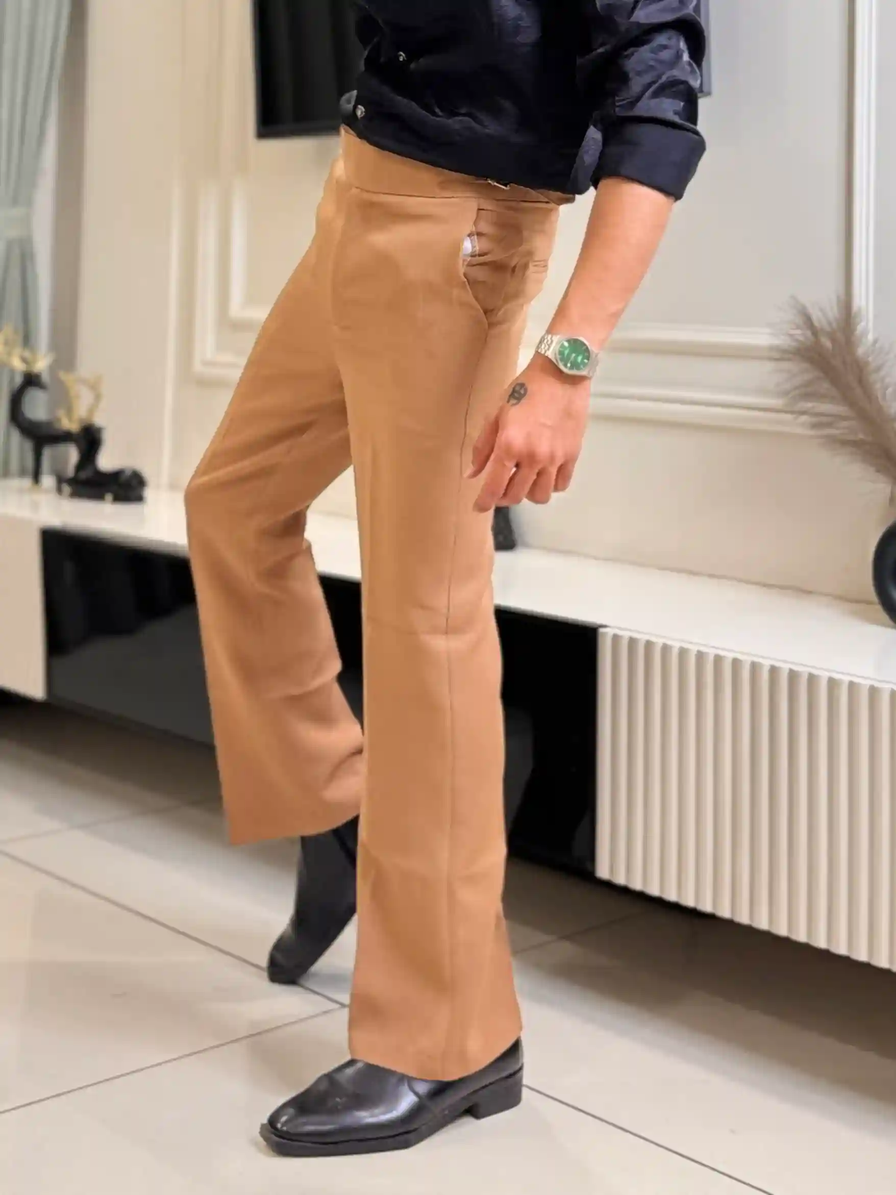 Biscoff Brown Italian Gurkha Bell-bottom Pant