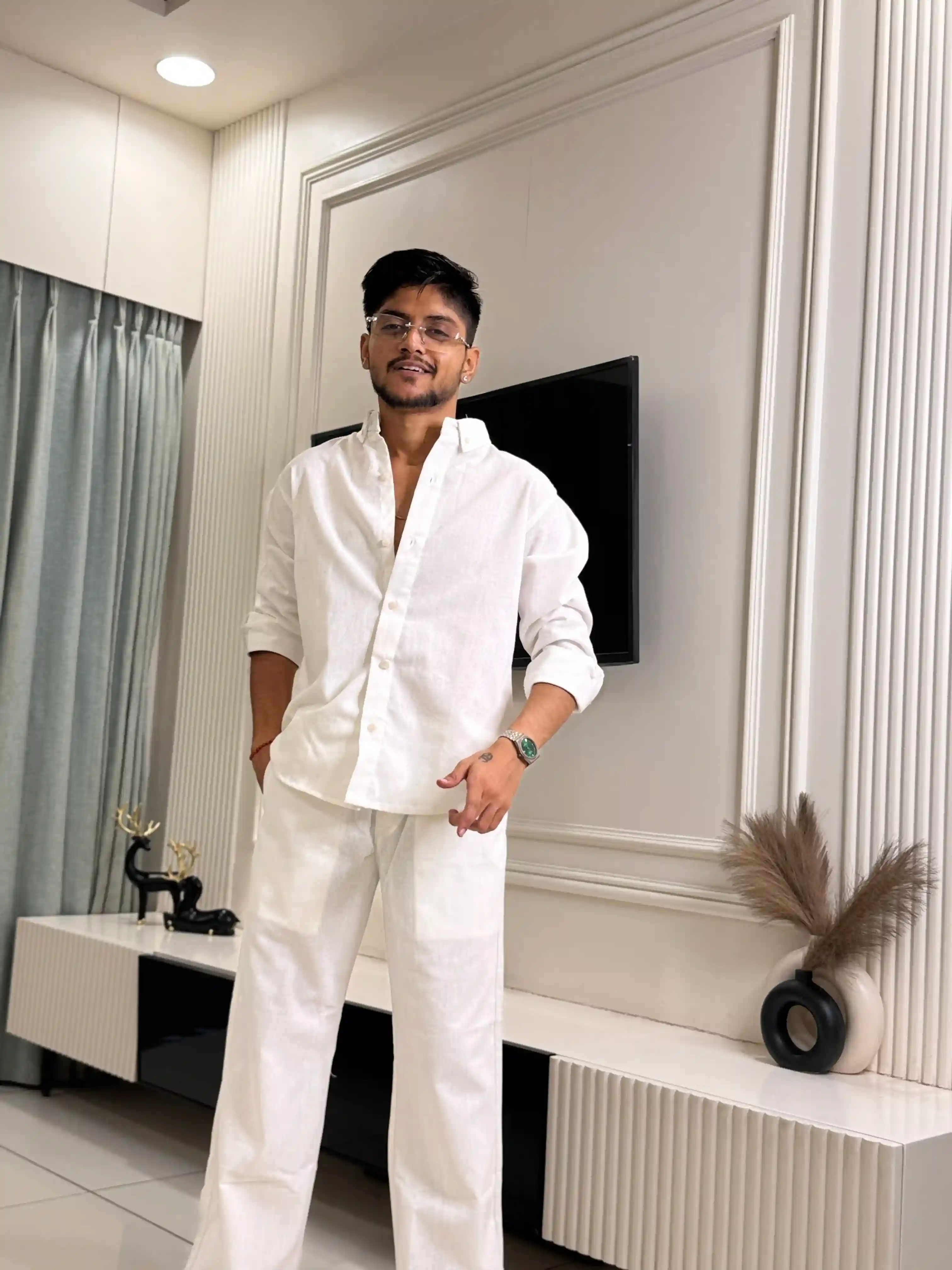 Rich White GC Linen Co-ord Set