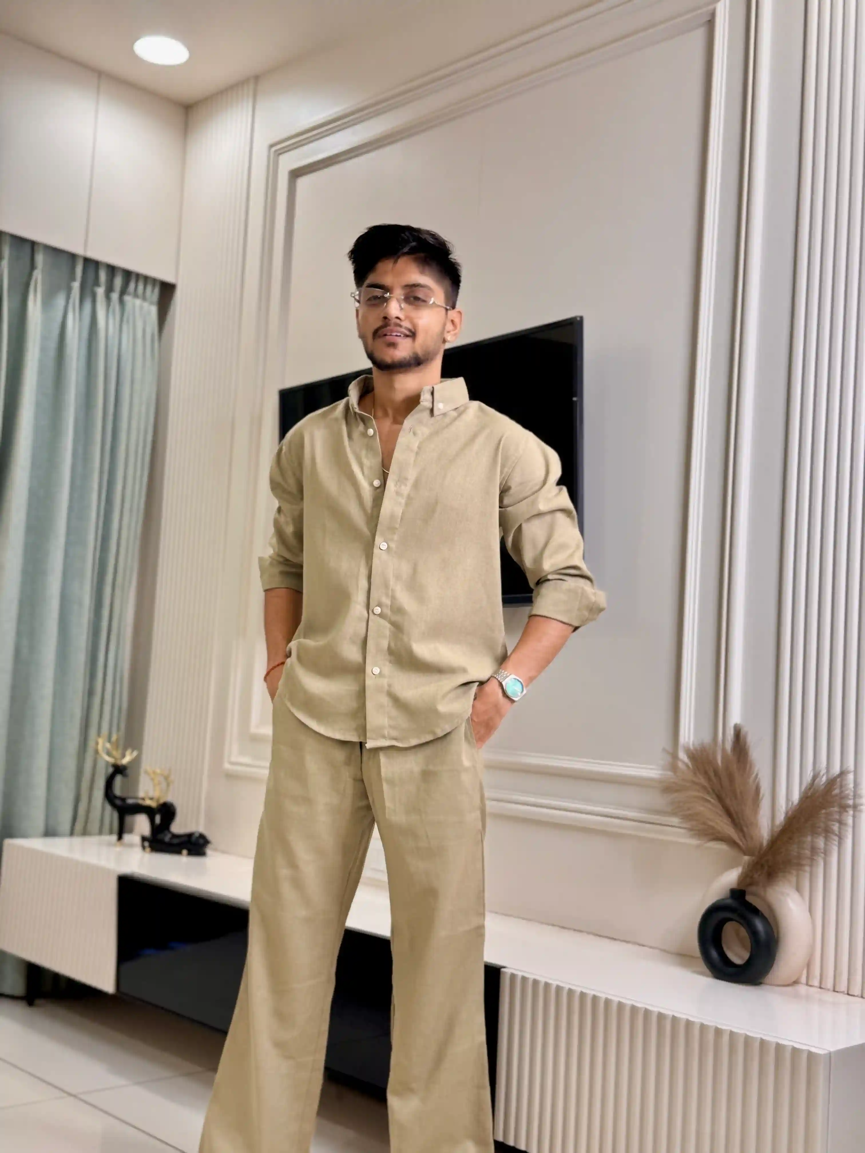 Pista Khaki GC Linen Co-ord Set
