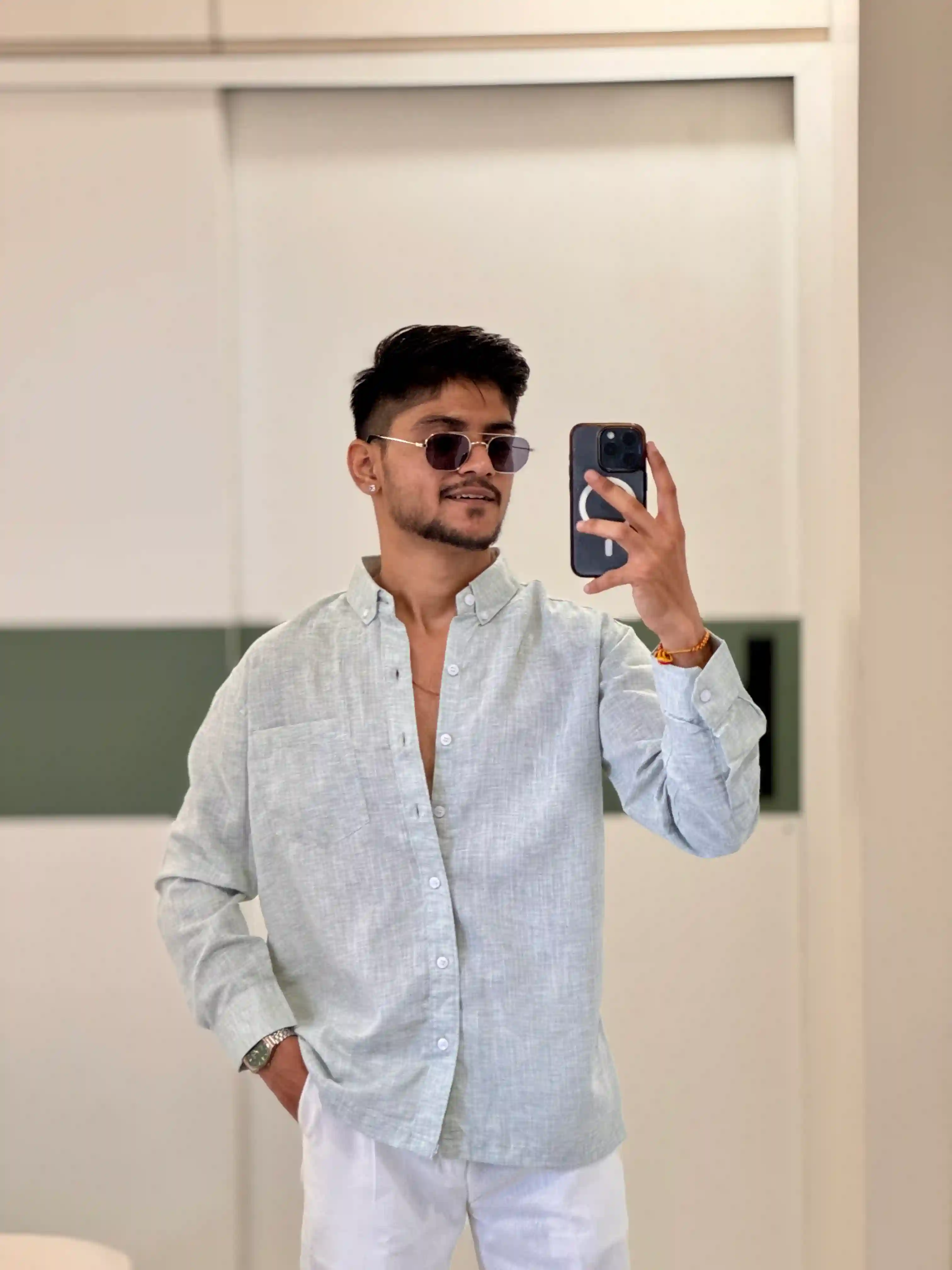 Mint GC Linen Boxy Fit Shirt