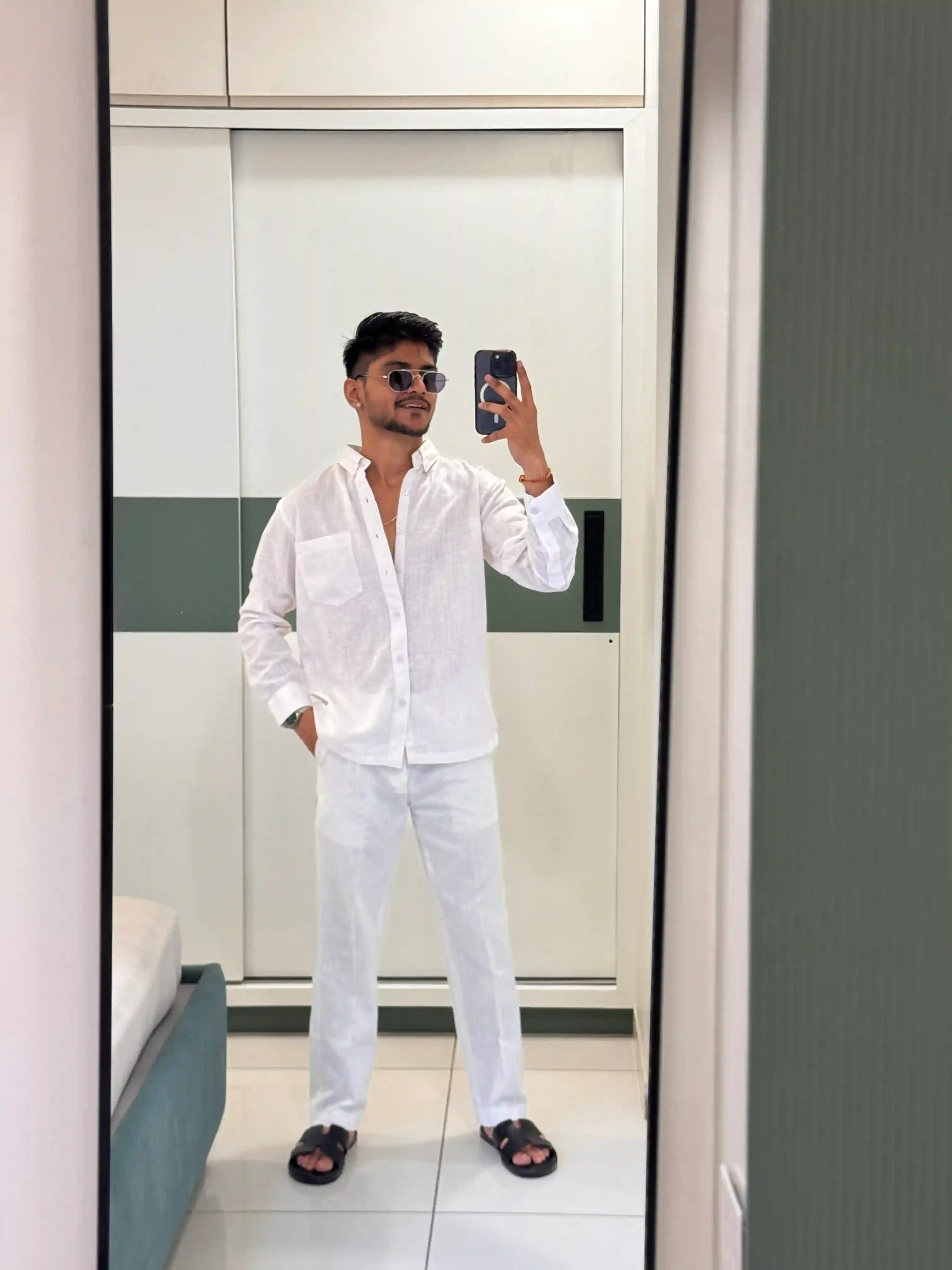 All White BOXY Fit Linen Pair
