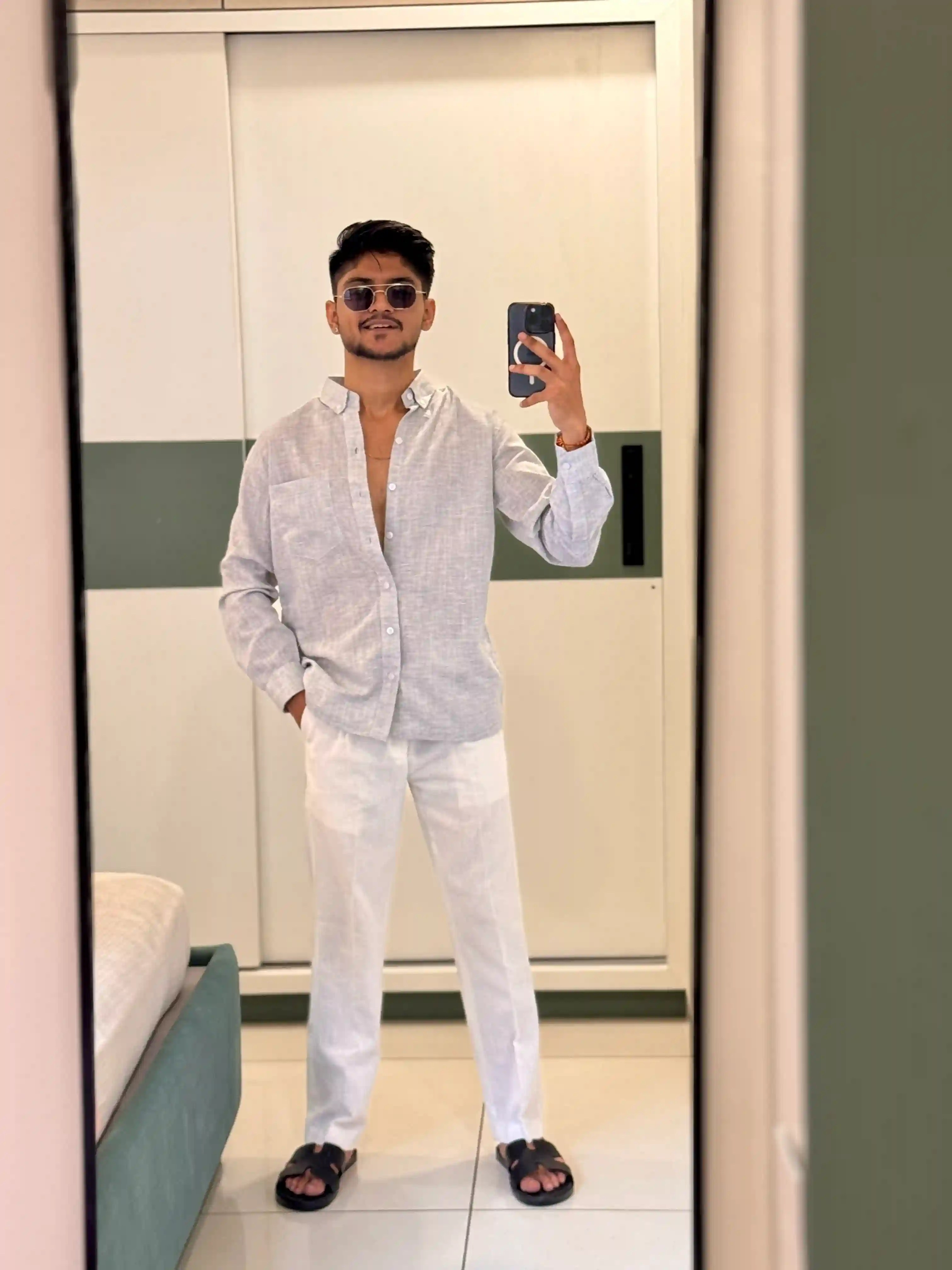 Grey'O white BOXY Fit Linen Pair